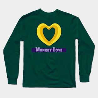 Monkey Love Banana Heart Long Sleeve T-Shirt